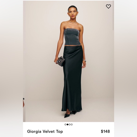 🆕 Reformation Giorgia Velvet Top Grey (Shale) - Size 6 - Picture 4 of 4